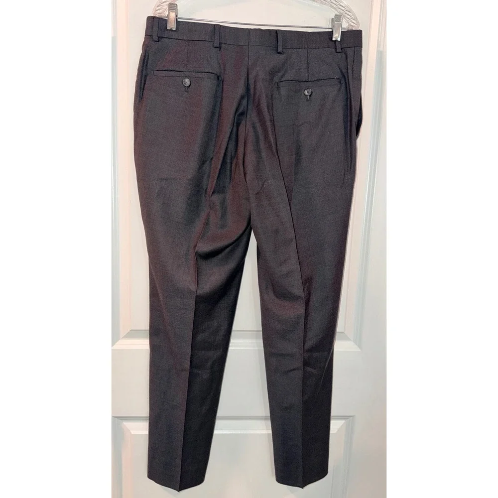 Jos‎ A Bank Mens 36X32 Flat Front Wool Dress Pants Charcoal Gray Trousers